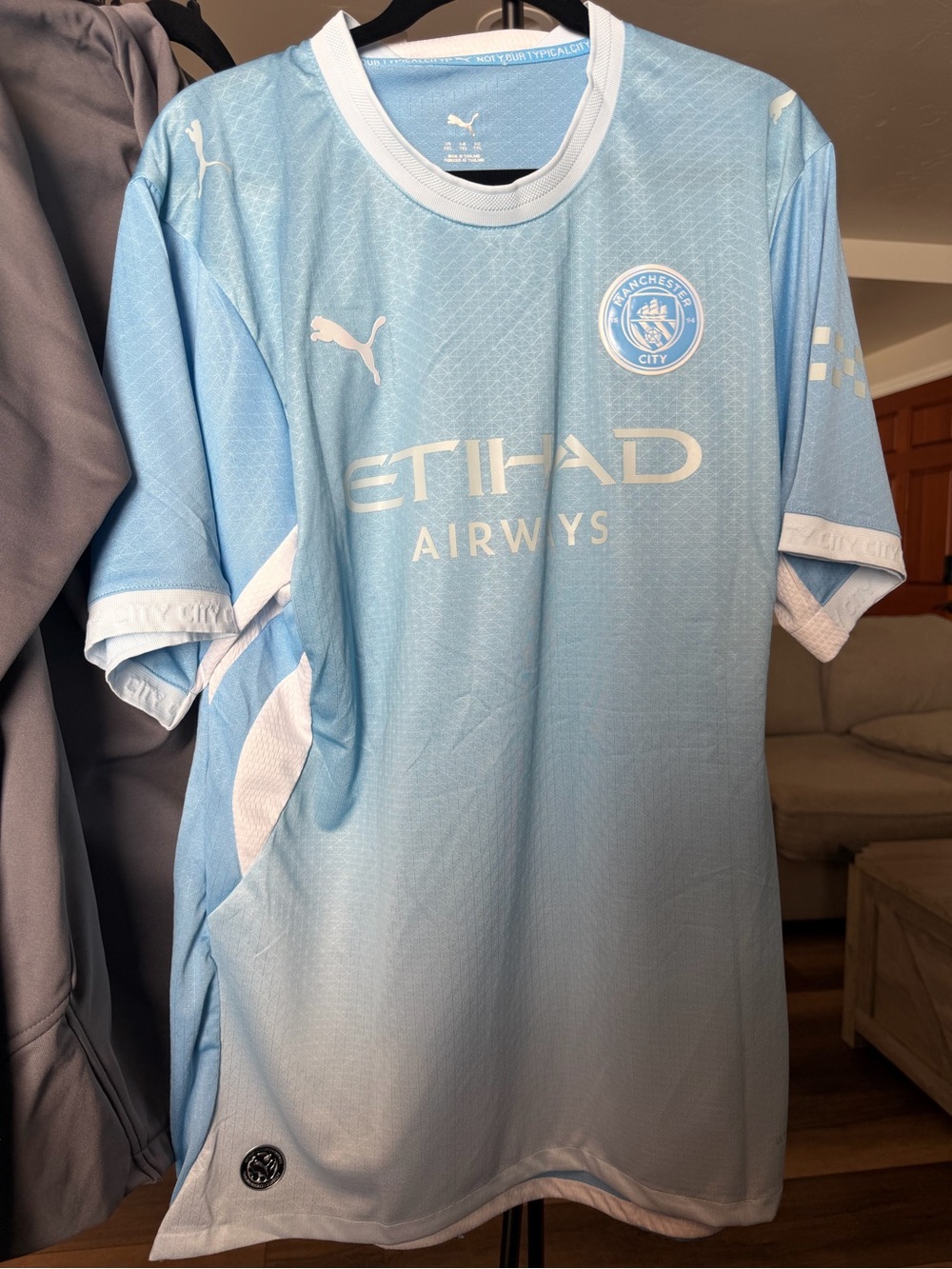 Haaland Puma Manchester City Light Blue and White Home Jersey